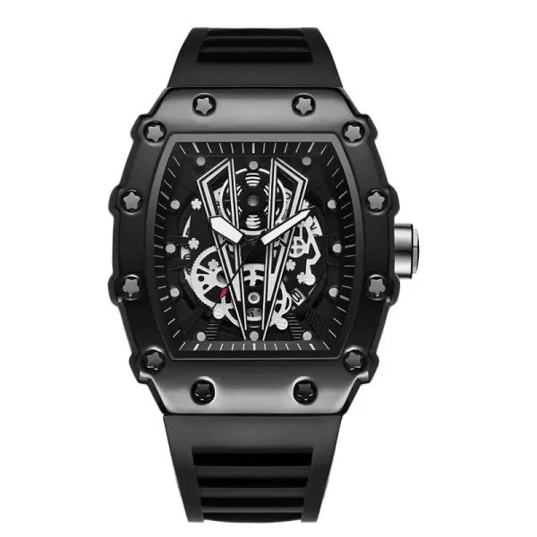 Quartz Watch Alloy Case Silicone Band Luxury Sports Waterproof - 6144-1