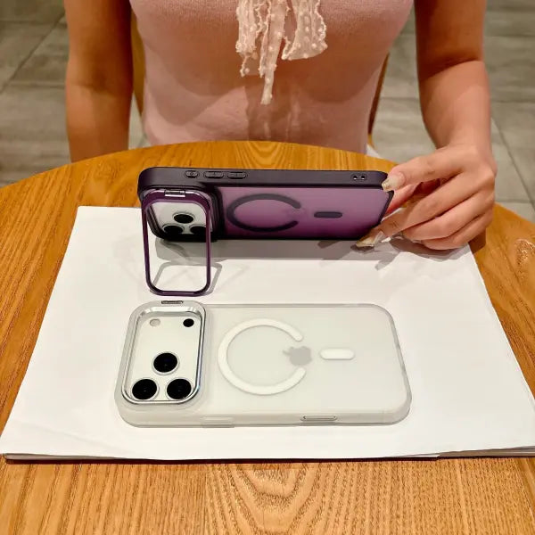 New Matte Translucent Magnetic Case For iPhone 17 16 15 14 13 12 Pro Max 17Air Metal Bracket For Magsafe Wireless