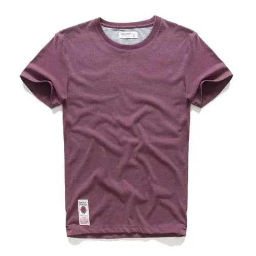New Men Cotton Solid T-Shirt Mens Short Sleeve T-shirt Multi Pure Color Fancy Yarns T Shirt Color Wine White Blue