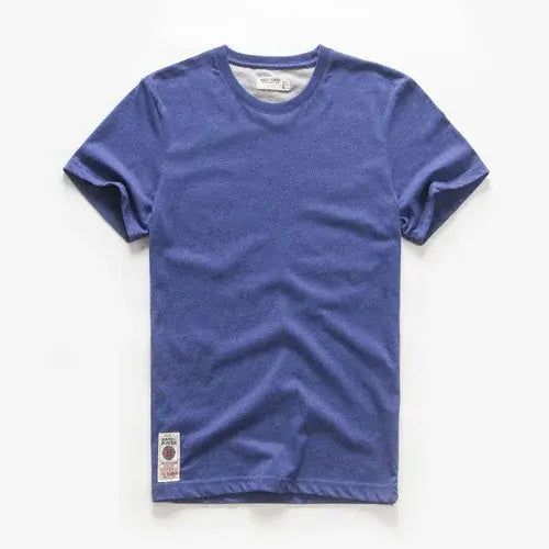 New Men Cotton Solid T-Shirt Mens Short Sleeve T-shirt Multi Pure Color Fancy Yarns T Shirt Color Wine White Blue