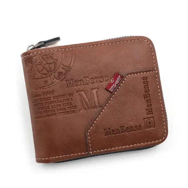 New Men Zipper Wallets Short Card Holder Vintage Male Wallet High Quality PU Leather Classic Coin Pocket Wallet