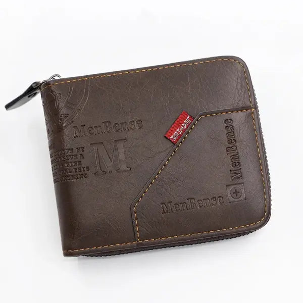 New Men Zipper Wallets Short Card Holder Vintage Male Wallet High Quality PU Leather Classic Coin Pocket Wallet