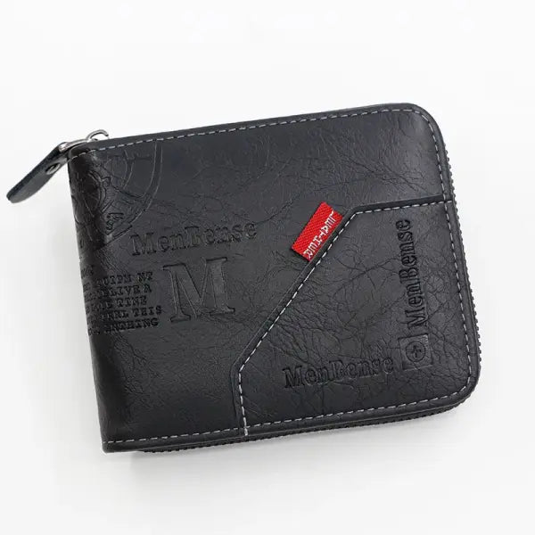 New Men Zipper Wallets Short Card Holder Vintage Male Wallet High Quality PU Leather Classic Coin Pocket Wallet