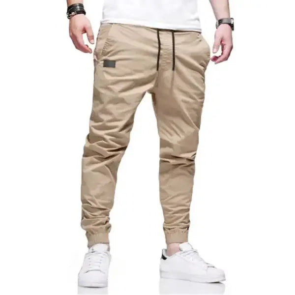 Men’s Cargo Pants Polyester Knit Casual Spring Wear - Champagne / S