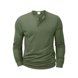 Men’s Long Sleeve Henley T-Shirt – Soft Cotton Band Collar Pullover Casual Button-Neck Basic Tee for Men - army green