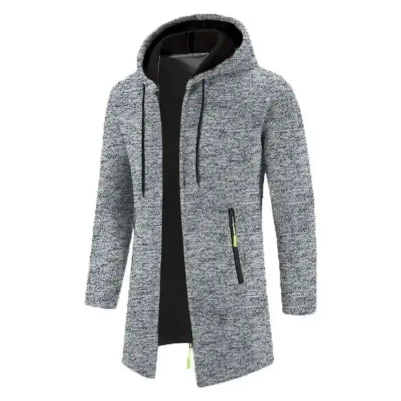 New Mens Long Sleeve Hooded Sweater for Men Zipper Sweatshirts Oversize Streetwear Warm Solid Color Autumn Jacket