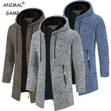 New Mens Long Sleeve Hooded Sweater for Men Zipper Sweatshirts Oversize Streetwear Warm Solid Color Autumn Jacket