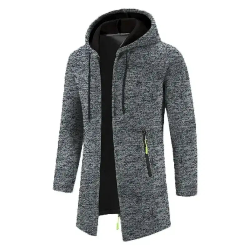 New Mens Long Sleeve Hooded Sweater for Men Zipper Sweatshirts Oversize Streetwear Warm Solid Color Autumn Jacket