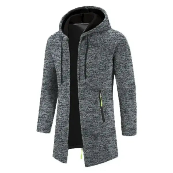 Men’s Long Sleeve Hooded Sweater – Oversize Zipper Hoodie Streetwear Warm Solid Color Autumn Jacket - Dark Gray / XXXL