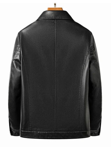 New Men’s PU Leather Jacket – Casual Youth Motorcycle Lapel Vintage Outwear - Himpall