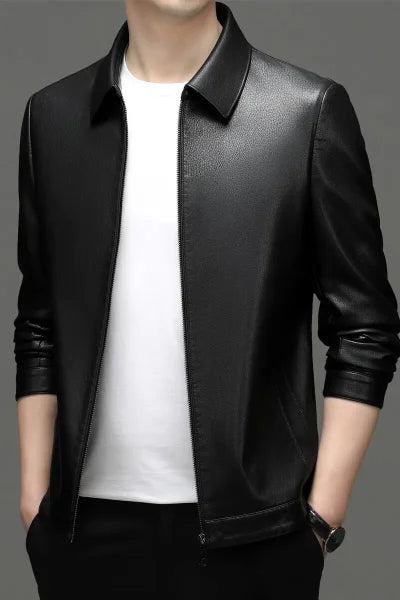 New Men’s PU Leather Jacket – Casual Youth Motorcycle Lapel Vintage Outwear - Himpall