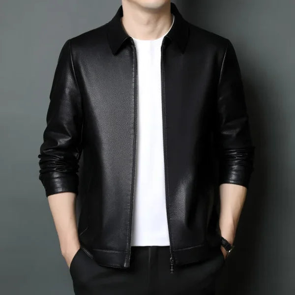 New Men’s PU Leather Jacket – Casual Youth Motorcycle Lapel Vintage Outwear - Himpall