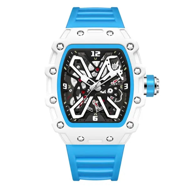 Luminous Display Quartz Watch Silicone Band Hip-Hop Style - Blue