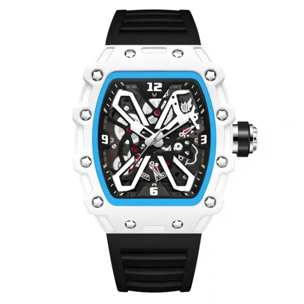 Luminous Display Quartz Watch Silicone Band Hip-Hop Style - black