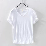 New Mens T Shirt Pure Color V Collar Short Sleeved Tops Tees Men T-Shirt 10colors slim Man T-Shirts Fitness For Male