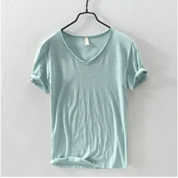 New Mens T Shirt Pure Color V Collar Short Sleeved Tops Tees Men T-Shirt 10colors slim Man T-Shirts Fitness For Male