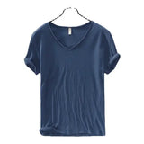 New Mens T Shirt Pure Color V Collar Short Sleeved Tops Tees Men T-Shirt 10colors slim Man T-Shirts Fitness For Male