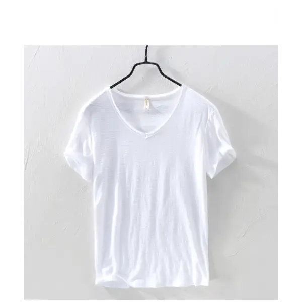 New Mens T Shirt Pure Color V Collar Short Sleeved Tops Tees Men T-Shirt 10colors slim Man T-Shirts Fitness For Male