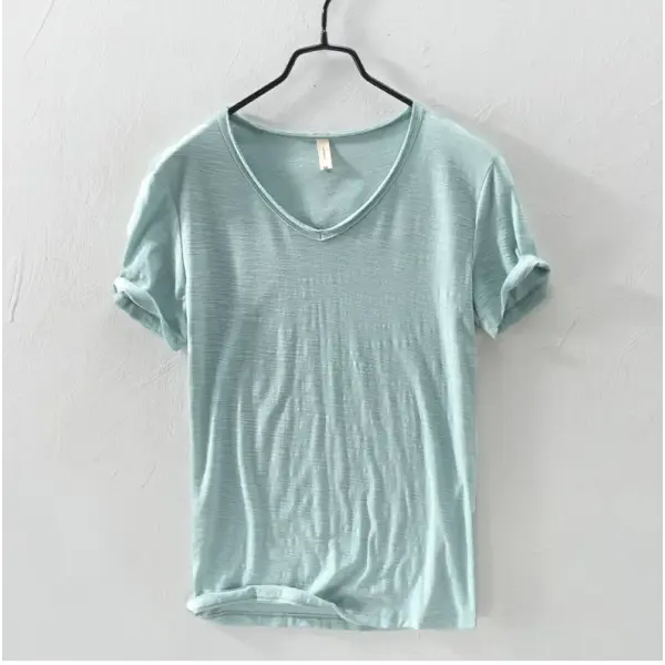 New Mens T Shirt Pure Color V Collar Short Sleeved Tops Tees Men T-Shirt 10colors slim Man T-Shirts Fitness For Male