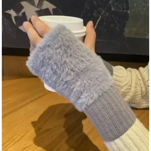 New Mink Fleece Half Finger Gloves for Women’s Soft Winter Warmth Luxury Solid Color Plush Knitted Fingerless Gloves
