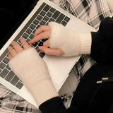 New Mink Fleece Half Finger Gloves for Women’s Soft Winter Warmth Luxury Solid Color Plush Knitted Fingerless Gloves