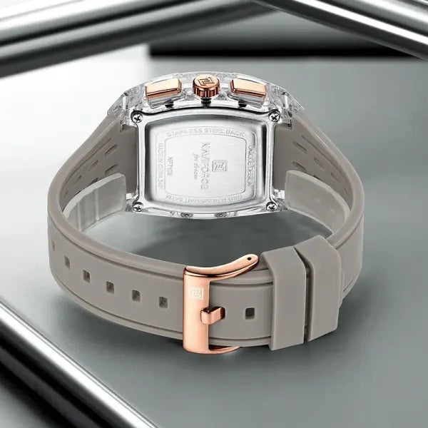 Silicone Band Quartz Chronograph Watch 5ATM Waterproof