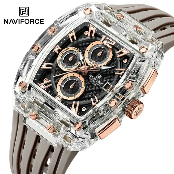 Silicone Band Quartz Chronograph Watch 5ATM Waterproof