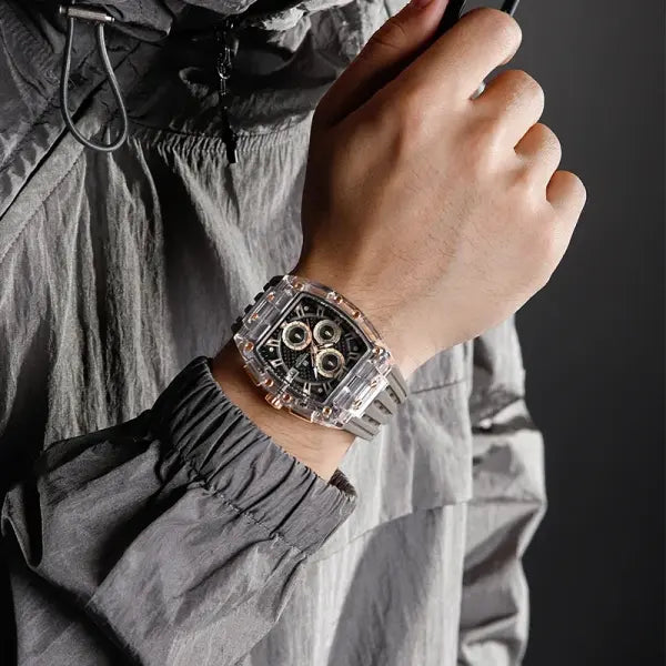 Silicone Band Quartz Chronograph Watch 5ATM Waterproof