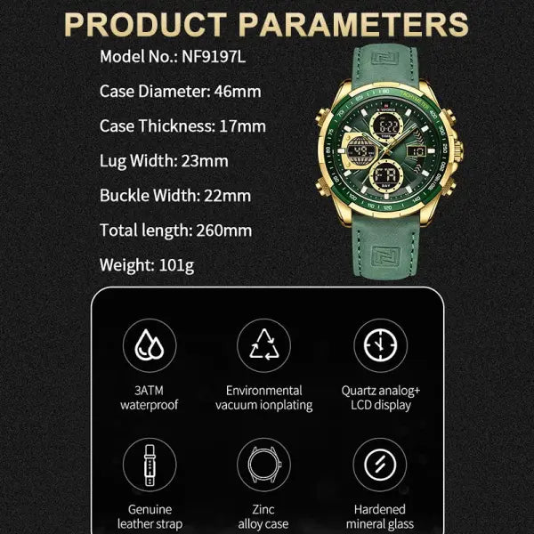 Military Sport Quartz Wristwatches Leather Chronograph