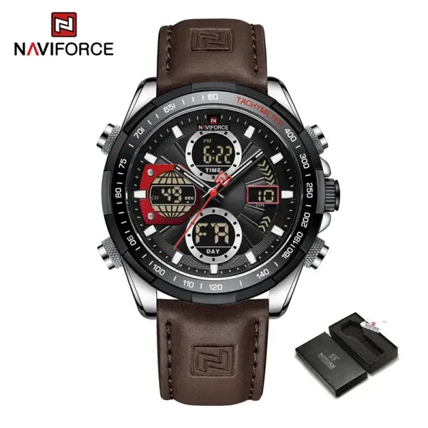 Military Sport Quartz Wristwatches Leather Chronograph - With Box3