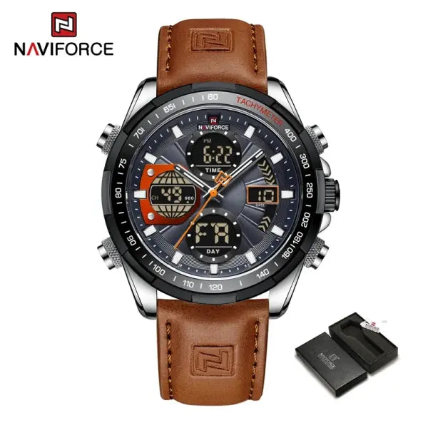Military Sport Quartz Wristwatches Leather Chronograph - With Box2