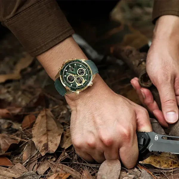 Military Sport Quartz Wristwatches Leather Chronograph