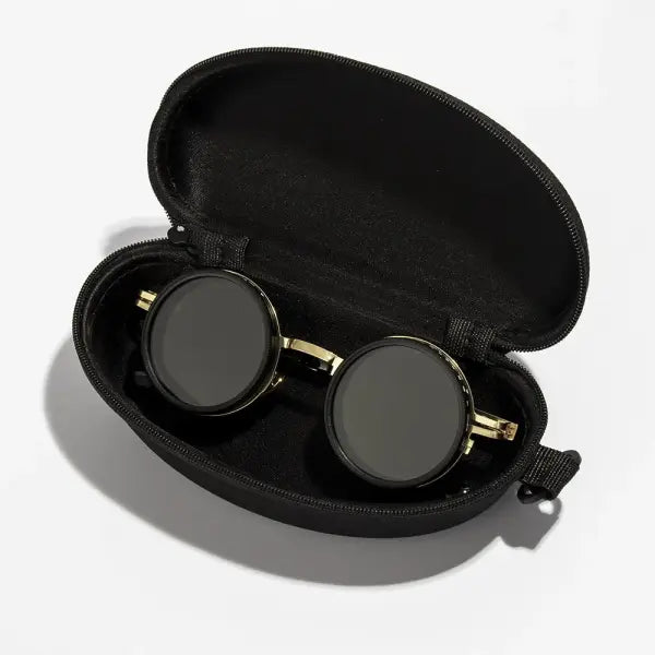 ND2-400 Adjustable Dimming Glasses Alloy Sunglasses for Outdoor Driving - Gold2 with Case