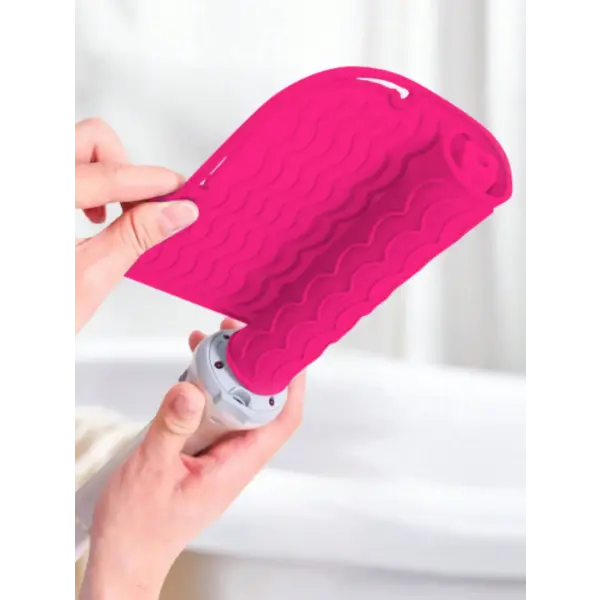 Plus Size Silicone Heat Resistant Mat Portable Hair Tool Cover - Rose red Curling Mat