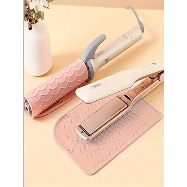Plus Size Silicone Heat Resistant Mat Portable Hair Tool Cover - Lightpink CurlingMat