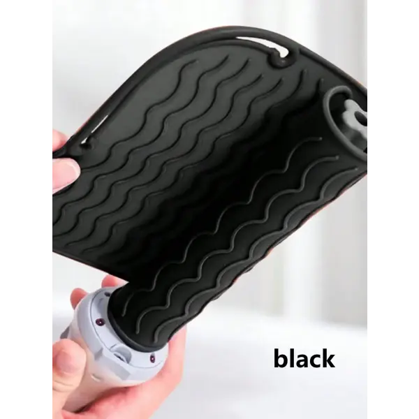Plus Size Silicone Heat Resistant Mat Portable Hair Tool Cover - Black Curling Mat
