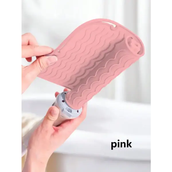 Plus Size Silicone Heat Resistant Mat Portable Hair Tool Cover - Deep pink CurlingMat