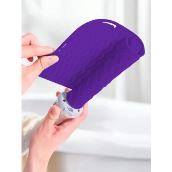 Plus Size Silicone Heat Resistant Mat Portable Hair Tool Cover - Purple Curling Mat