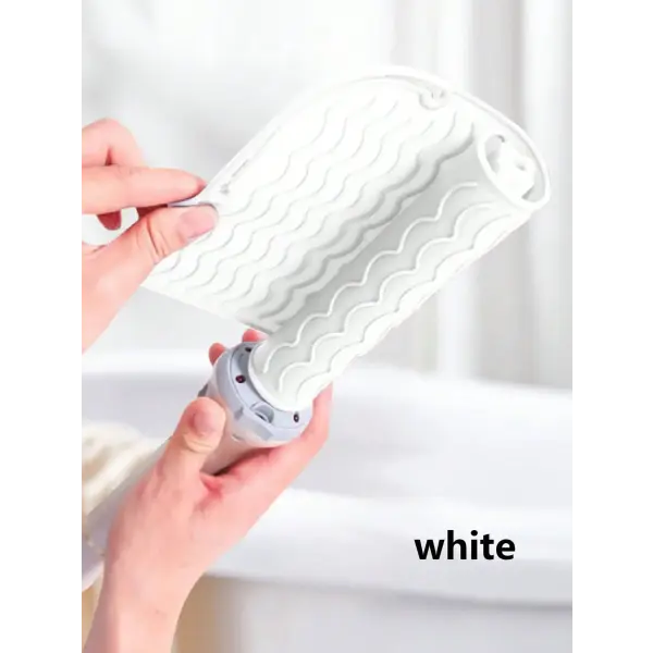 Plus Size Silicone Heat Resistant Mat Portable Hair Tool Cover - White Curling Mat