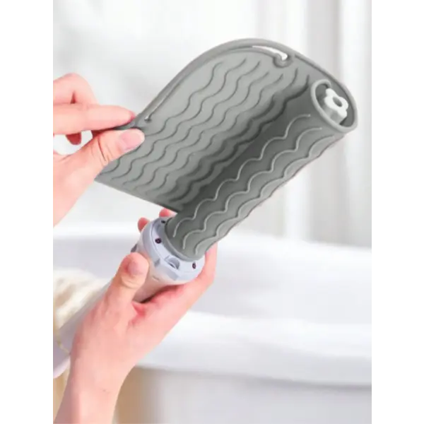 Plus Size Silicone Heat Resistant Mat Portable Hair Tool Cover - Grey Curling Mat
