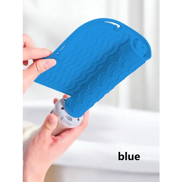 Plus Size Silicone Heat Resistant Mat Portable Hair Tool Cover - Blue Curling Mat
