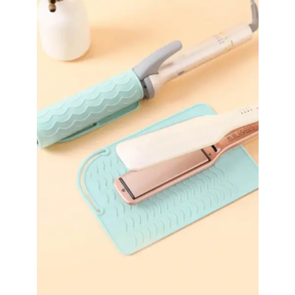 Plus Size Silicone Heat Resistant Mat Portable Hair Tool Cover - Green Curling Mat