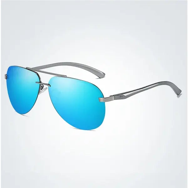 Sunglasses men metal alloy with nose pads for driving UV400 - 4-Gun-Blue / As Picture