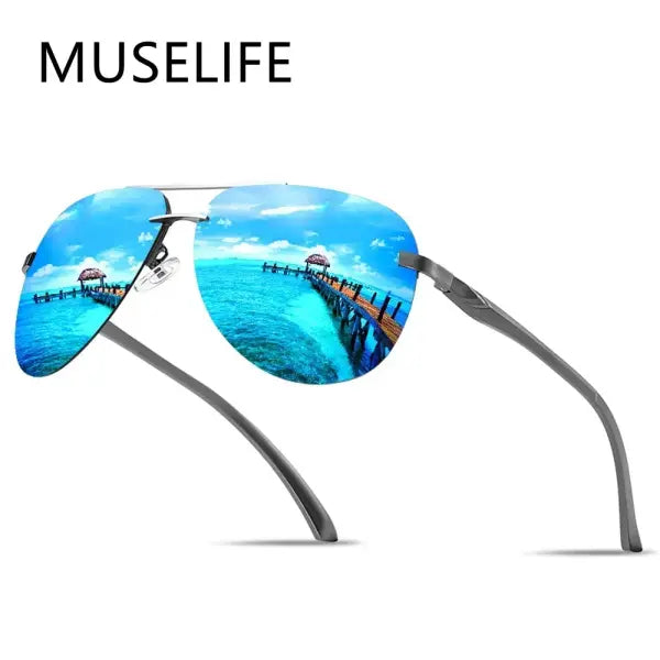 Sunglasses men metal alloy with nose pads for driving UV400
