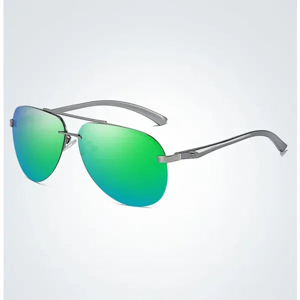 Sunglasses men metal alloy with nose pads for driving UV400 - 5-Gun-Green / As Picture