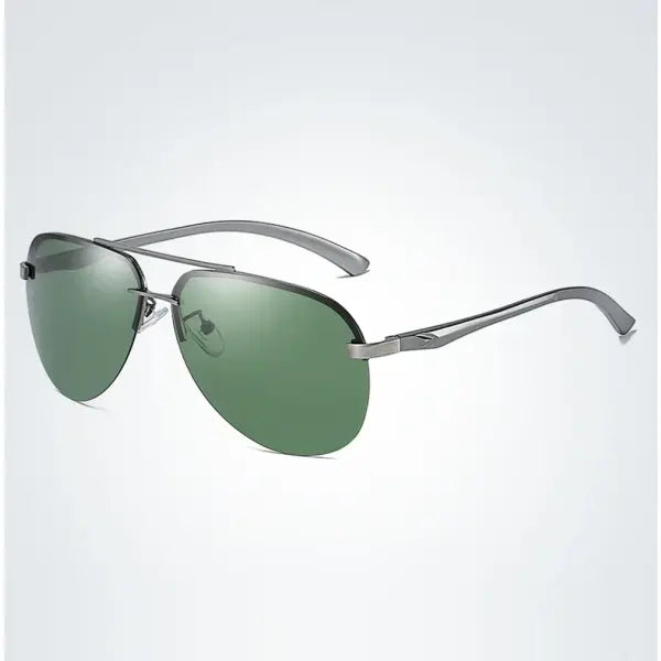 Sunglasses men metal alloy with nose pads for driving UV400 - 2-Gun-BlackishGreen / As Picture
