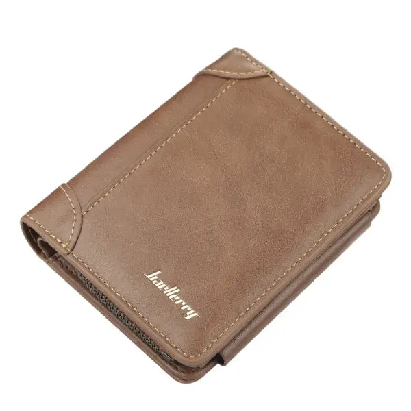 Baellerry High Quality Zipper Short Wallet for Men with Card Holder - Brown