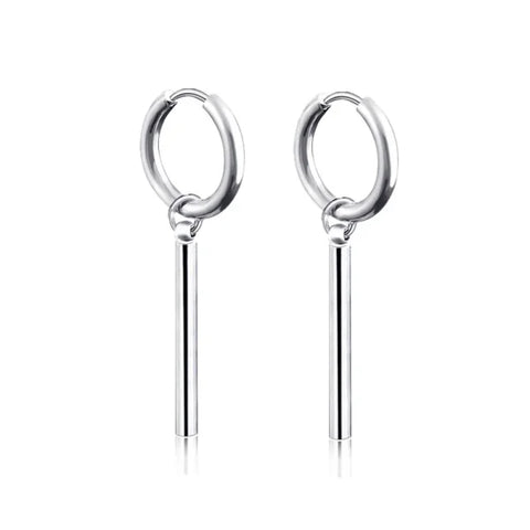 New Punk Stainless Steel Chain Hoop Earrings – Trendy Goth Hip Hop Pendants - Z0001-12