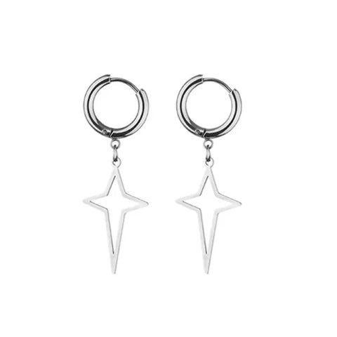 New Punk Stainless Steel Chain Hoop Earrings – Trendy Goth Hip Hop Pendants - Z0001-31