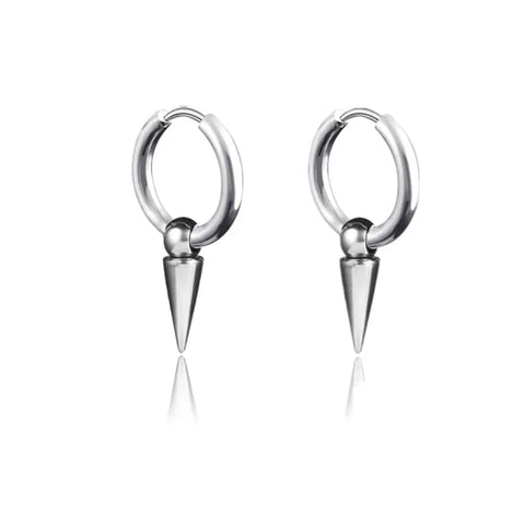New Punk Stainless Steel Chain Hoop Earrings – Trendy Goth Hip Hop Pendants - Z0001-27
